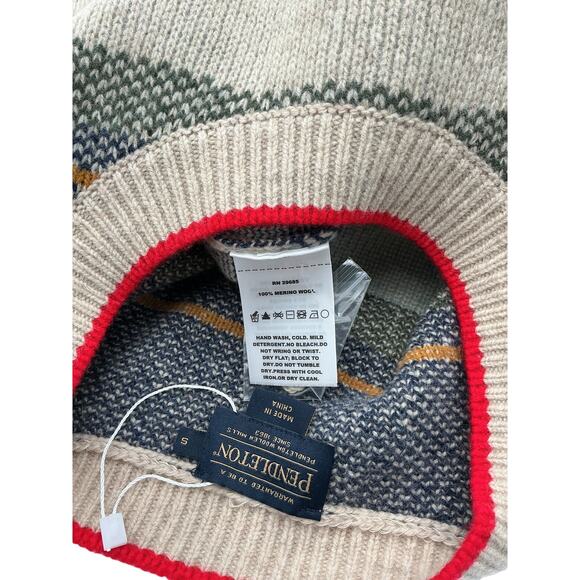 Pendleton 'Graphic' Beige Merino Wool Sweater Size S - Picture 4 of 4